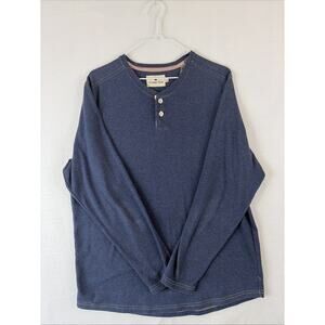 Normal Brand Shirt Mens L Blue Puremeso Henley Long Sleeve Everyday